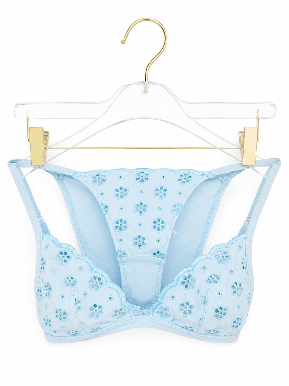 La Perla Made in Italy Eyelet Triangle Bra & Brief Set NWT 34B Small Bridal Some